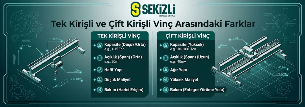 Tek Kirişli ve Çift Kirişli Vinç Arasındaki Farklar